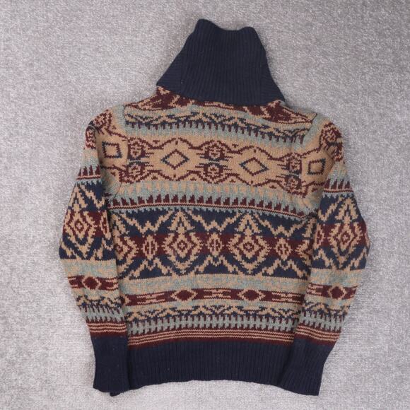 Schott Bros Henley Aztec Chucky Knit Hand Crafted Medium Multicolor Sweater - Picture 2 of 9